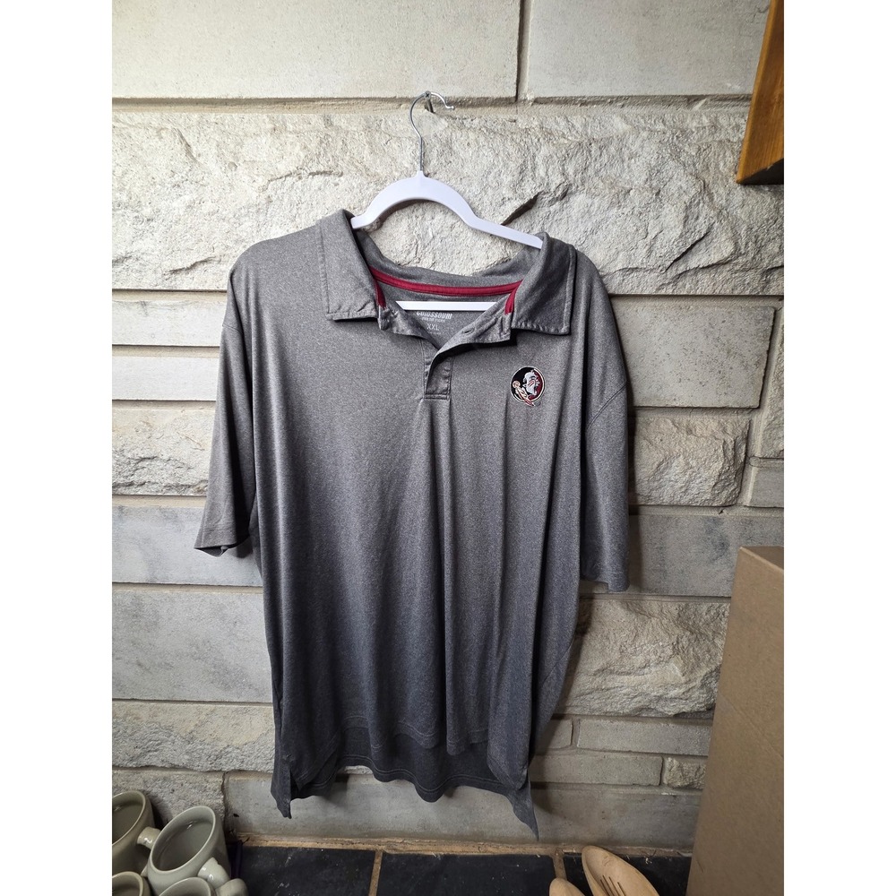 Colosseum Florida State Seminoles Mens XXL Gray Performance Polo Shirt FSU NCAA‎
